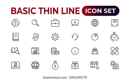 Web icons. Business, finance, seo, shopping,  social media, education, creativity.Set of thin line web icon set, simple outline icons collection, Pixel Perfect icons, Simple vector illustration.
