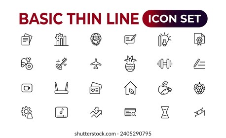 Web icons. Business, finance, seo, shopping, social media, education, creativity.Set of thin line web icon set, simple outline icons collection, Pixel Perfect icons, Simple vector illustration.
