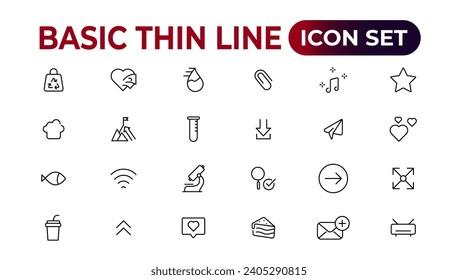 Web icons. Business, finance, seo, shopping, social media, education, creativity.Set of thin line web icon set, simple outline icons collection, Pixel Perfect icons, Simple vector illustration.
