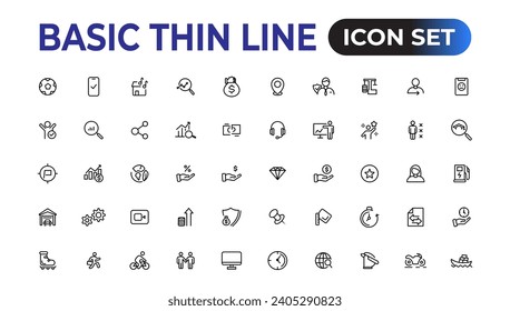 Web icons. Business, finance, seo, shopping, social media, education, creativity.Set of thin line web icon set, simple outline icons collection, Pixel Perfect icons, Simple vector illustration.
