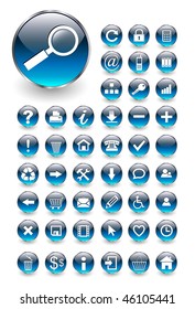 Web icons for business and office blue aqua, vector