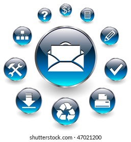 Web icons for business and office blue aqua, vector