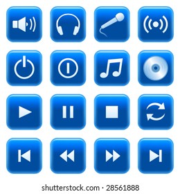 Web icons, buttons. Blue series 3