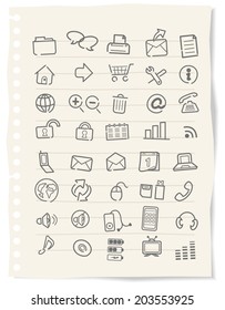 Web icons, buttons, note Vector