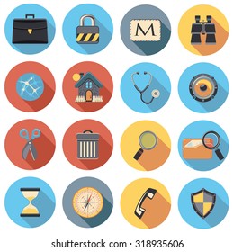 web icons circle flat set