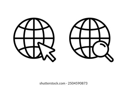 web icons, click to go to website. Globe with arrow Vector