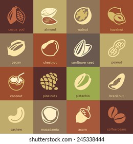 Web icons collection - nuts, beans and seed 