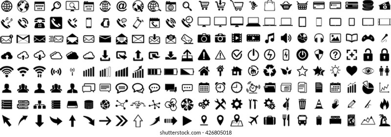 Web icons collection on white background