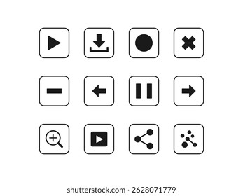compilação de ícones da web com cores . Correção dos sinais e símbolos essenciais fixados . Redondo ícones quadrados com estilo de linha popular, web e ícones móveis. Ilustração vetorial isolada no plano de fundo branco