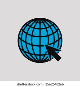 web icons  with the concept of a globe and arrow cursor on a white background. vector illustration elements