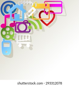 Web Icons in the corner on a white background.
