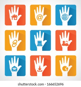 Web icons and design with helping hand stock vector