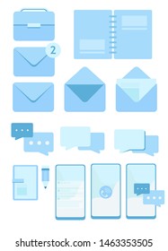 web icons flat set office vector