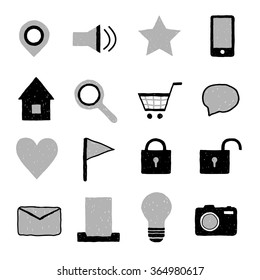 Web icons hand draw vector
