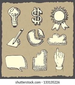 web icons hand drawn on dark paper