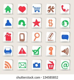 web icons hand drawn on paper stickers eps10