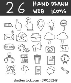 web icons hand drawn vector line art illustration