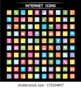 web icons, internet icons, flat icons set