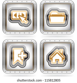 Web icons (internet icons), pictured here from left to right:  Forward/backward button, Folder, Bookmark, Home button.