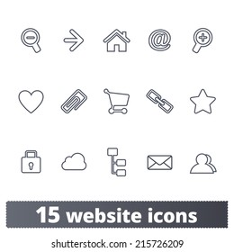 Web icons: internet vector set of outline signs. Website interface elements.