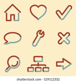 Web icons, light blue contour