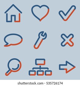 Web icons, light blue contour