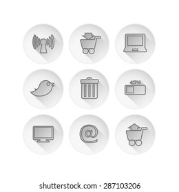 web icon's line set with long shadows