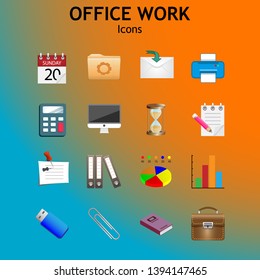 Web icons with long shadow on the theme of office and business. Vector set