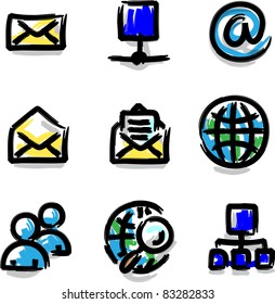 Web icons marker colour contour internet