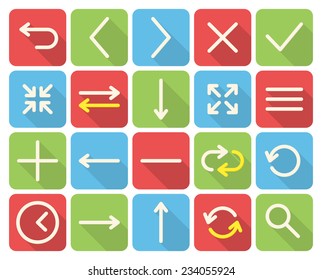 Web icons, modern flat icons with long shadow