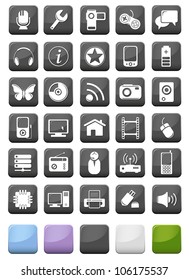 Web icons and multimedia buttons set
