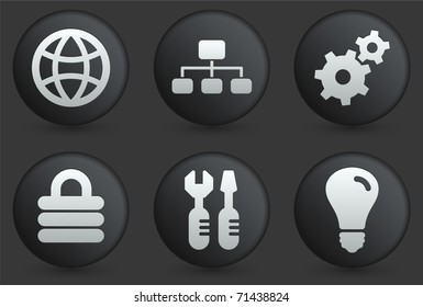 Web-Symbole auf Schwarz-Internet-Button-Kollektion Originalillustration
