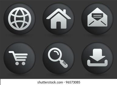 Web Icons on Black Internet Button Collection Original Illustration