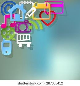 Web Icons on a blue bokeh background