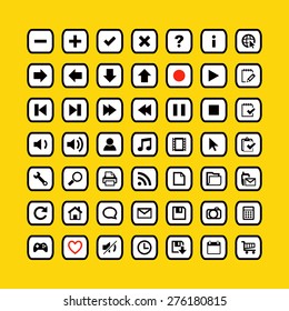 Web icons on buttons vector illustration in yellow style