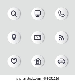 Web icons, on a convex button with light-gray background.