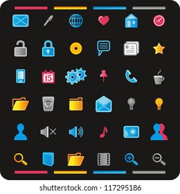Web icons  on a dark background.