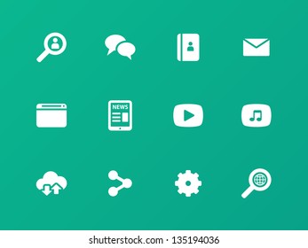 Web icons on green background. Vector illustration.