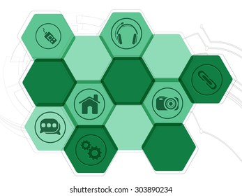 Web icons on hi-tech abstract background for Technology concept.