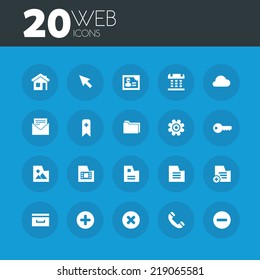 Web icons on round blue buttons