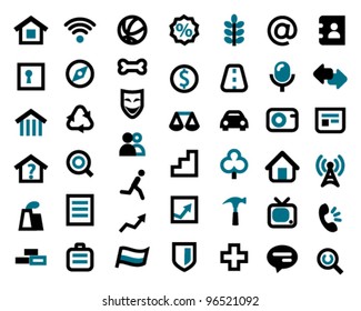 Web icons on a white background