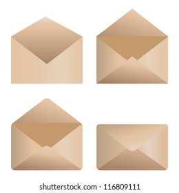 Web icons open and close envelopes on white background.