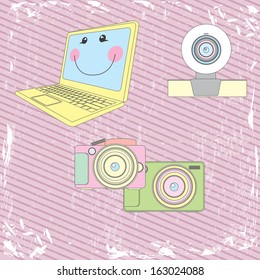 web icons over lineal background vector illustration