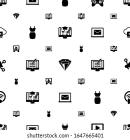 web icons pattern seamless. Included editable filled shopping cart, diamond, Game streaming, dress, Copywriting, Online library, Social media marketing icons. web icons for web and mobile.