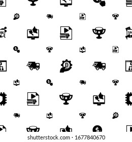 web icons pattern seamless. Included editable filled Video Compression, fintech industry, Cost per click, Digital marketing, Webinar, award icons. web icons for web and mobile.