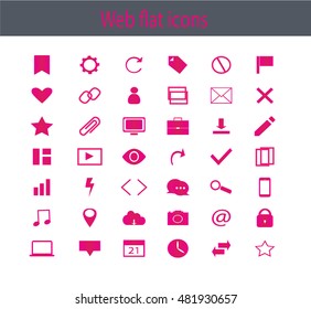 Web icons pink color vector, elements