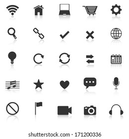 Web icons with reflect on white background, stock vector