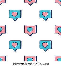 Web Icons Seamless Pattern. Social Network Signs Seamless Pattern. Web Icons Hand Drawn Seamless Pattern on white background isolated. Stock Vector Illustration.
