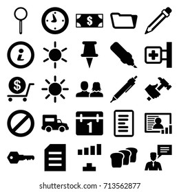 Web icons set. set of 25 web filled icons such as sun, man and woman, dollar, signal, folder, pen, calendar, hummer, medical cross, man with chat bubblle, prohibited