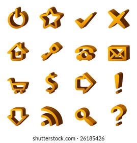 Web icons set - 3d, wooden